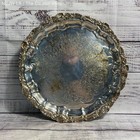VTG Poole Silver Co 3210 Silver Plated Floral Etched 14" Serving Platter Tray