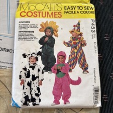 McCalls Easy To Sew Halloween Costume Pattern 6804 Cow Dino Clown Bear Bat Witch