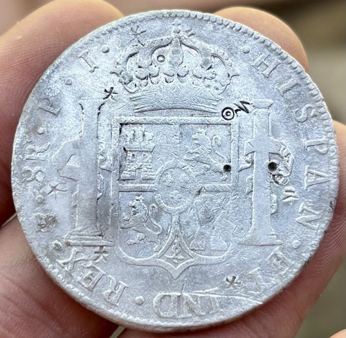 Moneda PLATA 8 Reales 1804 POTOSI . CARLOS IV. Resellos - Imagen 4 de 4