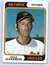 1974 Topps #282 Doyle Alexander Creases Baltimore Orioles