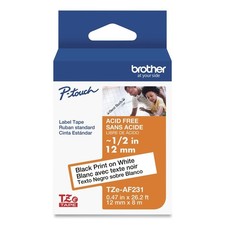 Brother P-Touch TZEAF231 0.47 x 26.2 Photo-Safe Label Tape - Black on White New