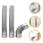 3pcs Stainless Steel Chimney Flue Pipe 90 Degree Elbow Extension Tube And