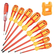 9 Piece 1000V Insulated Electrician Screwdrivers Set with Magnetic Tips, Slot...
