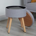 NEW Home Storage Stool Round Ottoman Chair Cushioned Top Gray H45cm D36cm 🩶🗃️