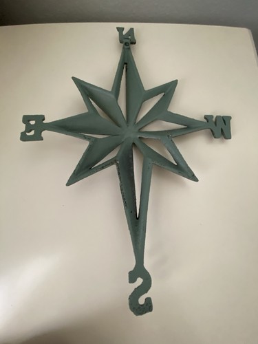 Rustic Iron Compass Rose Wall Decor Antiqued Metal Sea Coastal Beach - Picture 5 of 6