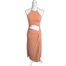 NWOT Lulu's Halter Maxi Dress Cutout Draped Skirt Beach Resortwear M