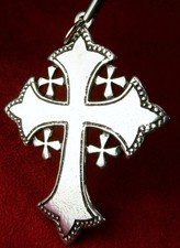 Nun's RARE Stone of Unction Pilgrimage Site Relic 900 SILVER  Jerusalem Cross