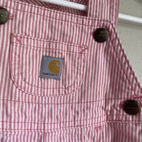 Carhartt Shortall Latzhose Baby Mädchen Größe 6 Monate rosa gestreift - Bild 2 von 4