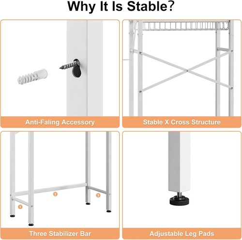 Freestanding Over-The-Toilet 4-Tier Rack - Adjustable & Stylish Bathroom Shelf - Picture 7 of 11