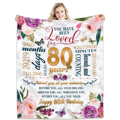 80th Birthday Gifts Women Blanket 50*60, Happy 80th Birthday Gift Ideas, 80th...