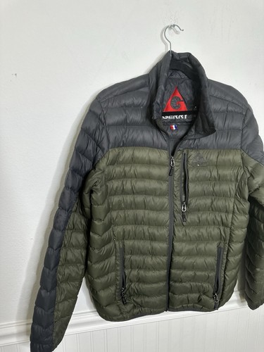 Gerry Mens Down Puffer Coat Size M Green Colorblock Outdoors Lightweight Winter - Picture 3 of 8