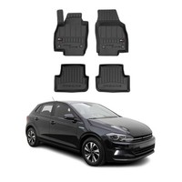Omac Gummi FußMatten FüR VW Polo 2017-2026 Premium TPE 3D Automatten Schwarz 4X
