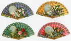 1870s-80s Lovely Victorian Die Cut Hand Fans Set of 4 P215