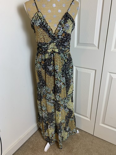 Inspiriertes Maxikleid Herzen Blumen Damen Patchwork Rüschen Boho große Fee Laune - Bild 9 von 10