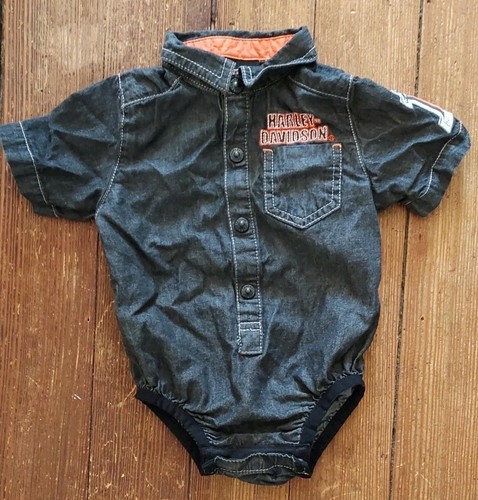 ¡¡Traje corporal Harley Davidson de mezclilla sintética para niños!! Talla 6-9 meses!! - Imagen 1 de 7