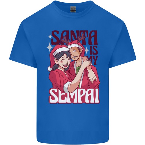 Santa Is My Sempai Divertido Anime Navidad Hombre Luz Camiseta Algodón - Imagen 2 de 29