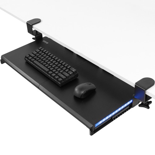 VIVO Schwarz Clamp-On Unter Schreibtisch Gaming Split Tastatur Ablage mit RGB Beleuchtung - Bild 1 von 8