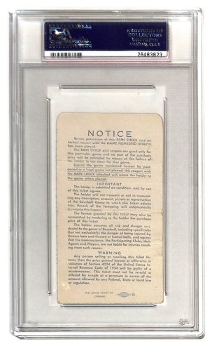 1957 World Series Game 3 Ticket Braves Yankees Mantle HR #9 PSA *3823 - Picture 2 of 3
