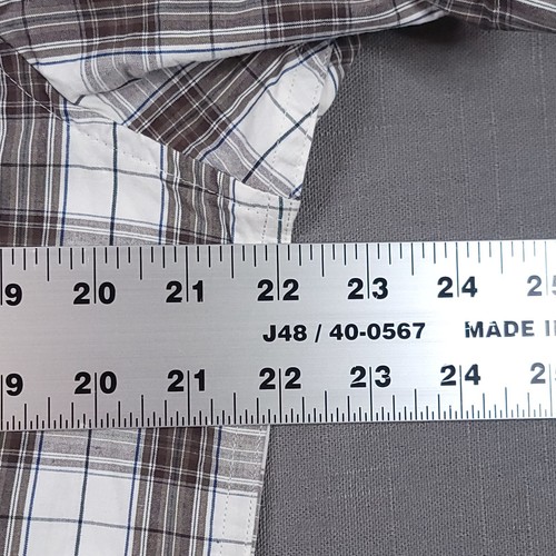Helix Men's Button Embroidered Brown Skulls Chest Pockets Shirt Plaid Size Large - Picture 9 of 10