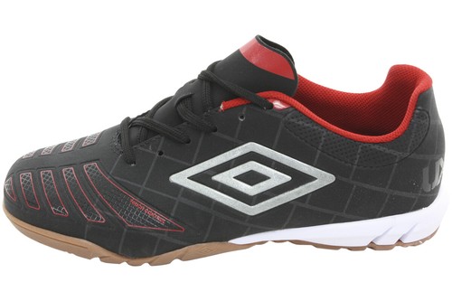 Umbro Men's Accuro Club Black/Red/Silver Indoor Soccer Sneakers Shoes - Picture 2 of 7