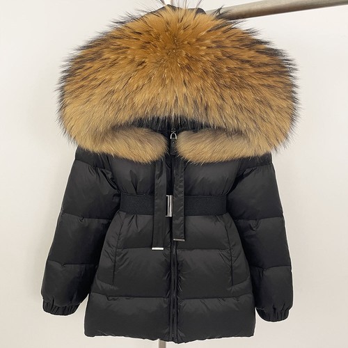 Womens Hooded Warm Real Fox Fur Collar Down Jackets Mid Long Coats Winter Zipper - Picture 15 of 32