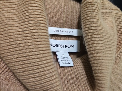 NEW Nordstrom Brnad Turtle neck cashmere sweater in Camel size S #S7305 - Picture 6 of 6