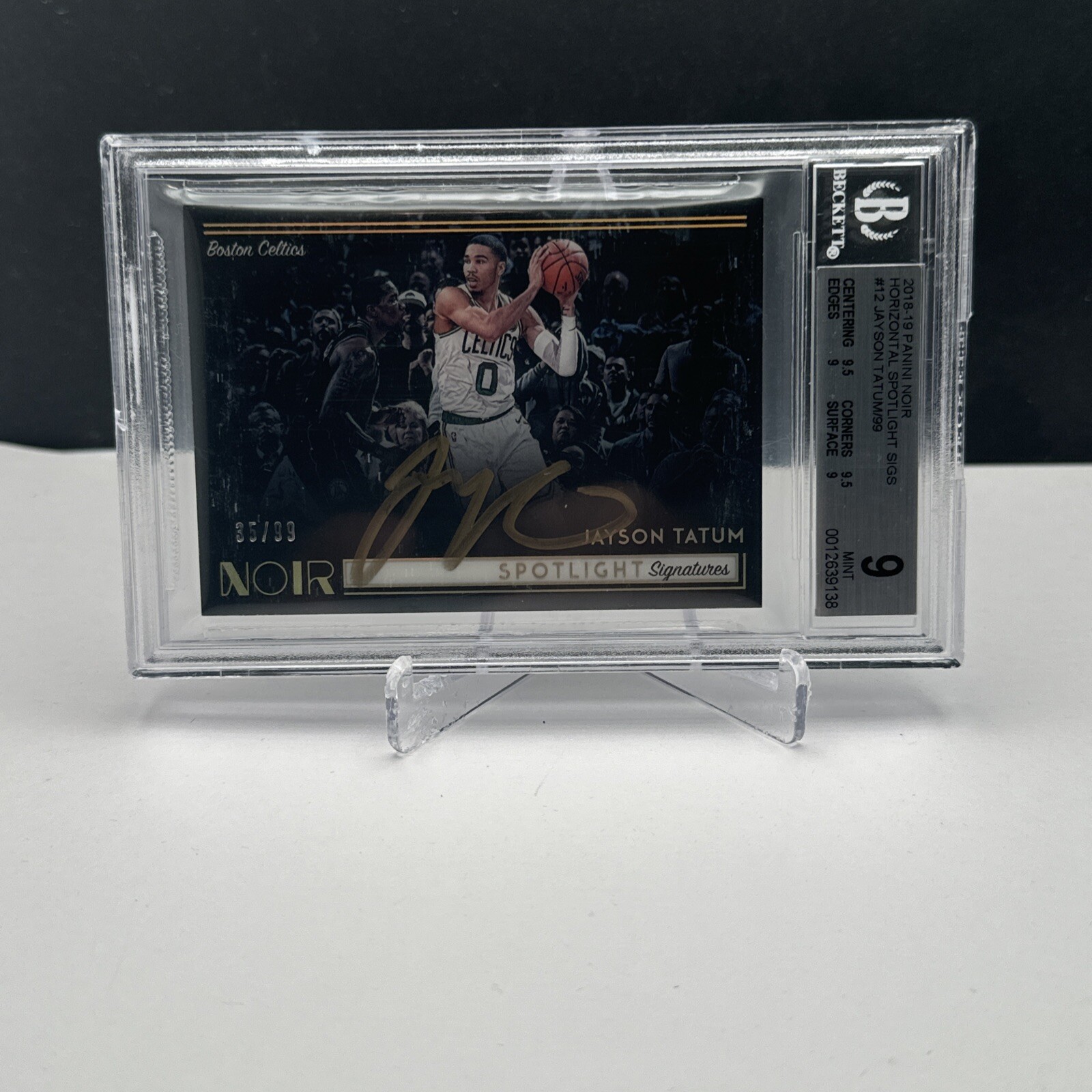 2018 Jayson Tatum Panini Noir Spotlight Gold Prizm Auto /99 Holo Signatures SSP