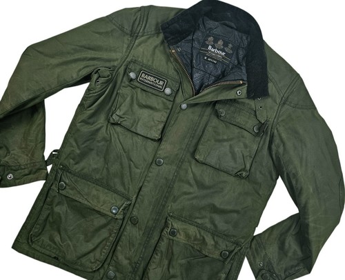 HOT Men's BARBOUR INTERNATIONAL BLACKWELL BIKER PARKA LINED GREEN WAXED Jacket M - Picture 3 of 18