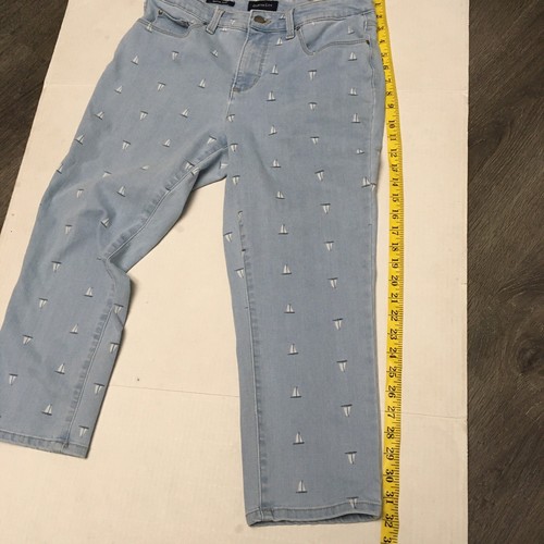Charter Club Light Blue Sailboat Printed Cropped Jeans Bristol Capri Size 8 - Picture 9 of 9