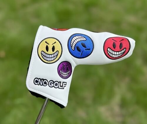Blade Putter Head Cover, Colorful Face Emoji, Cushioned Lining, Hook/Loop close - Picture 3 of 5