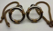 Drapery curtain holdbacks silver gold wall mount W/ Tie backs