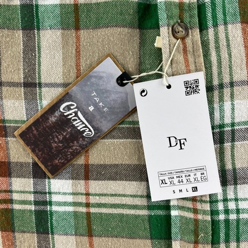 NEW Denim & Flower Shirt Mens Beige Green Extra Large Plaid Flannel Button Up - Picture 5 of 14
