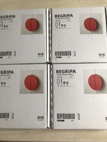 4 Sets of Ikea Begripa Metal Handles 2 Pack Orange/Red half-round 13cm NEW - Picture 5 of 9