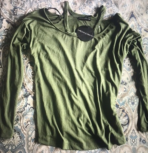 BNWT Small Cold Shoulder Long Sleeve Nordstrom Shirt Green - Picture 5 of 5