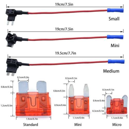 3x Add A Circuit Piggy Back Fuse Tap Mini Standard Blade Fuse Holder ATM ATP 12V - Picture 2 of 7