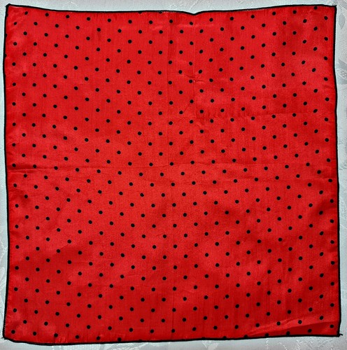 TASCHENTÜCHER VINTAGE AUTHENTISCH GEPUNKTET ROT SCHWARZ SEIDE 11" QUADRATISCH - Bild 1 von 3