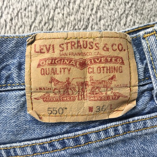 VTG Levi's Shorts Men's 36 Blue 550 Relaxed Straight American Workwear Denim - 第 5/10 張圖片