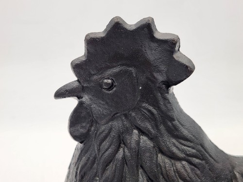 VTG Cast Iron Folk Art Rooster Chicken Heavy Metal Door Stop Made In Taiwan  - Picture 8 of 8