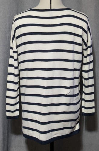 Ladies M&Co Blue & White Striped V-Neck Jumper Size 10 - Picture 3 of 6