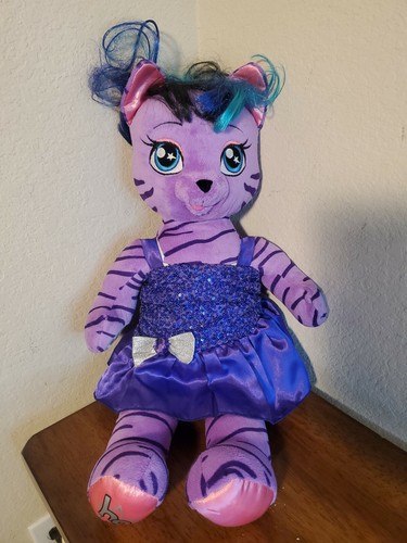 Build A Bear 21” Honey Girls Teegan Tiger Purple Plush Stuffed Animal With Dress
