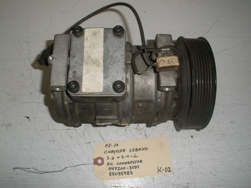 07-10 COMPRESOR DE AIRE ACONDICIONADO CHRYSLER SEBRING 3.6+2.4-L #447200-3034 / 55035783 (K-02) - Imagen 2 de 3
