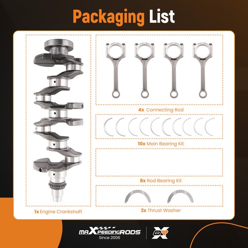 Engine Crankshaft & Rods & Bearings Set For 2012-2016 Hyundai Elantra 1.8L - Afbeelding 5 van 12