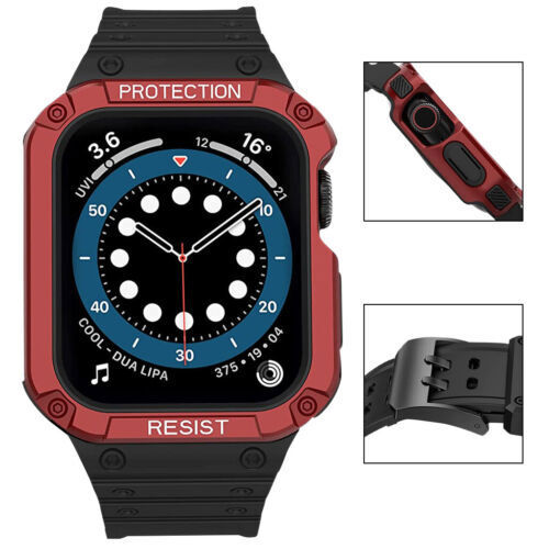For Apple Watch Band Case Rugged Bumper Strap iWatch Series 9 8 7 6 3 2 45 44mm - Picture 3 of 27
