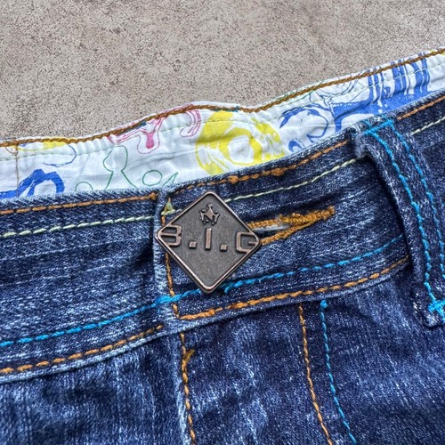 Y2K JNCO-Style Notorious BIG Denim Shorts Jorts bestickt Logo Bündchen 34 Taille - Bild 6 von 8