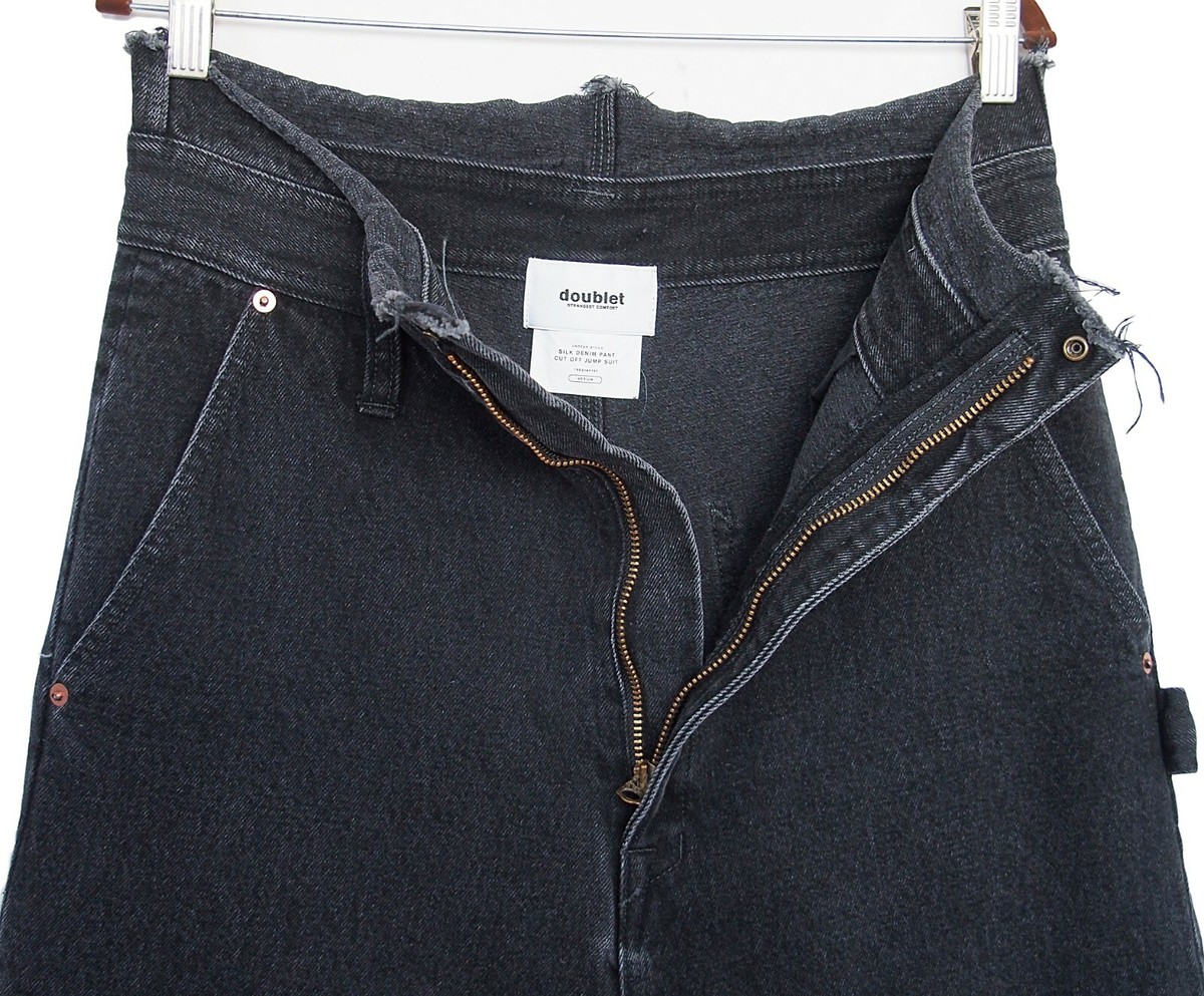 DOUBLET Japan Men's Jeans Silk Denim Pant Cut Off Jump Suit Size M