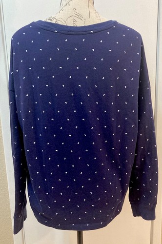 ALFANI INTIMATES 2pc Pajama Lounge Set Blue Long Sleeve Top Pants Moon Accent M - Bild 5 von 12