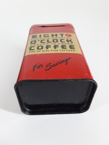 Vintage Original Eight O' Clock Coffee Metal Savings Bank - Advertising Tin - Picture 7 of 11