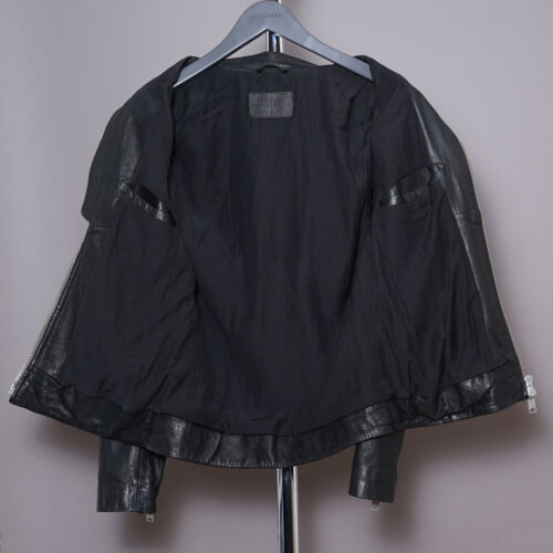 ALL SAINTS Leather Jacket XS Mens Black Biker Bomber Punk Rock BELMONT Celebrity - Picture 16 of 19