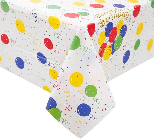 6 Pack Happy Birthday Plastic Tablecloths,108" X 54"Rectangle Disposable Table C - Picture 5 of 11
