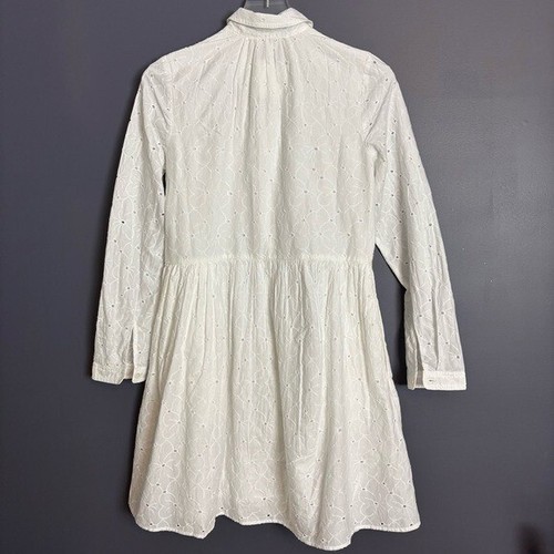 NEW J. Crew Eyelet Mini Long Sleeve Collared Shirtdress in Summer White Size 4 - Picture 6 of 15